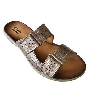 Clarks Pewter Slip On Sandals, Woman's Sandals NIB